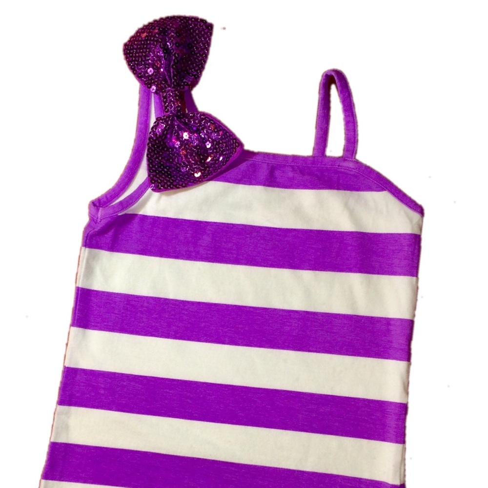 Justice girls tank w/ sequined bow at shoulder